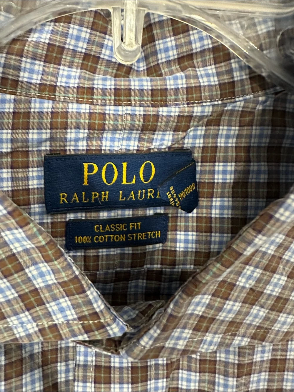 Polo by Ralph Lauren Brown and White Check Plaid Button Front Shirt